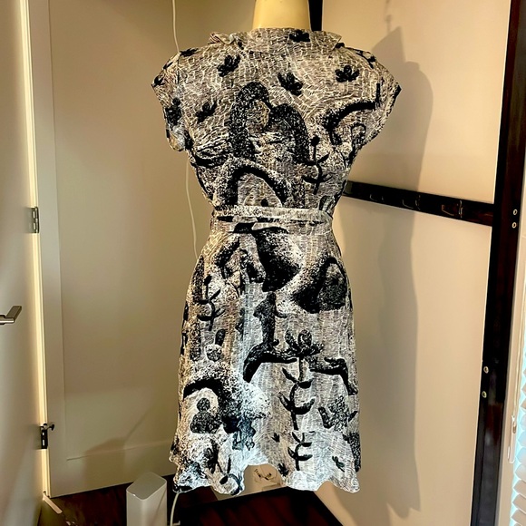 Sunday Best Black and white Savoy Floral Wrap ruffled dress - Picture 2 of 8